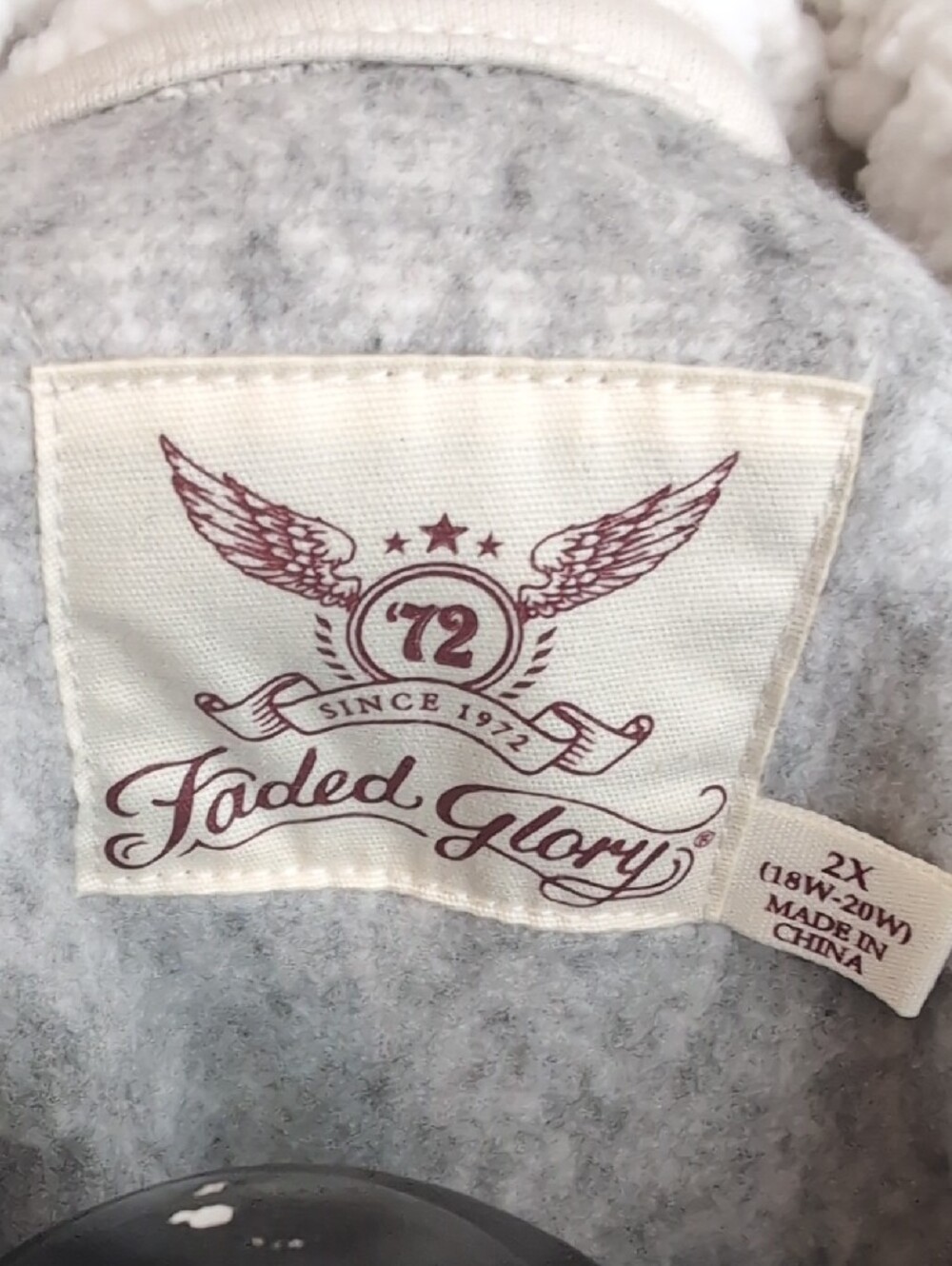 Faded Glory Light Gray Zip-Up Sweater with Black Fair Isle Band - Picture 4 of 4